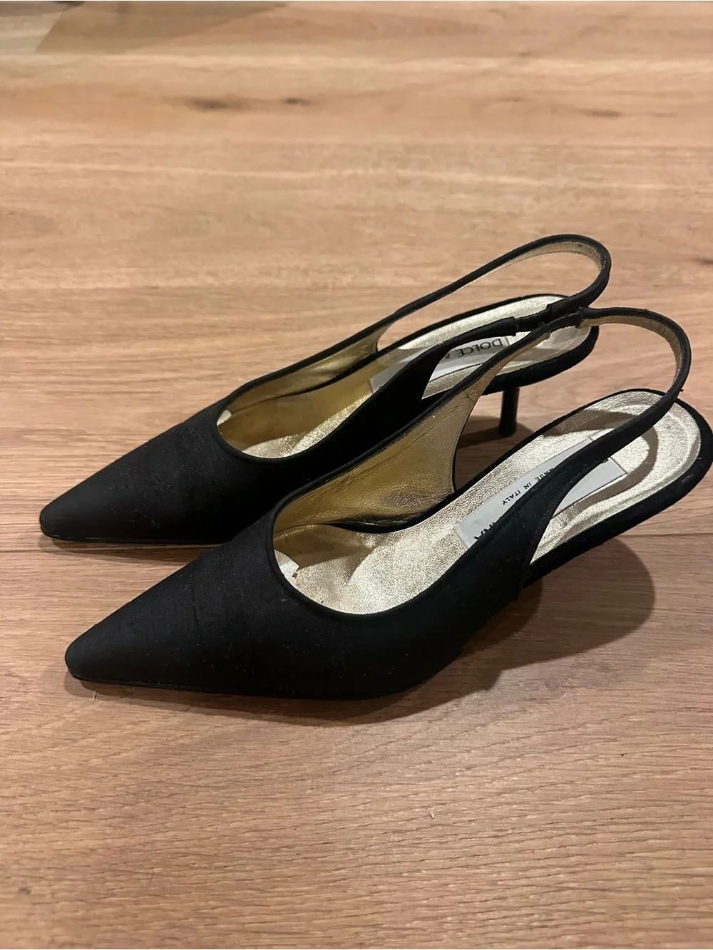 Dolce & Gabbana Black Pointed Toe Slingback Heels